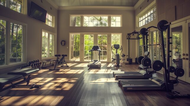 a home gym area where household members partake in different forms of exercise and fitness routines, reflecting their commitment to physical well-being.