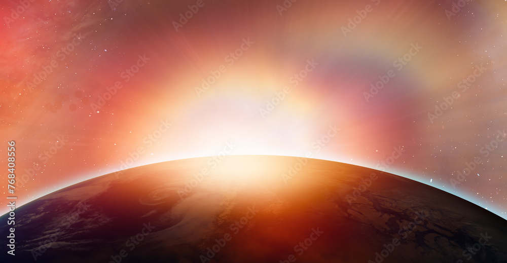 Poster Supernova explosion in the center of galaxy 