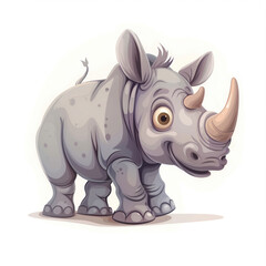 Naklejka premium Cute Funny Cartoon Rhino, Illustration for Children Book, Generative AI