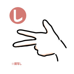 手話の指文字「し」鏡写し