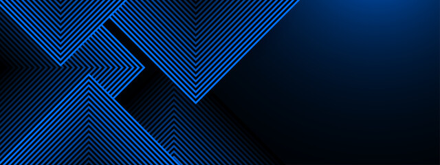 Blue and black vector abstract modern and simple banner with glow 3D futuristic line
