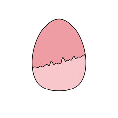 A pink egg with a white crack