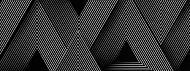 Black and white vector 3d futuristic tech glow and shinning line simple modern abstract banner - obrazy, fototapety, plakaty