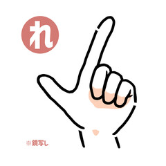 手話の指文字「れ」鏡写し