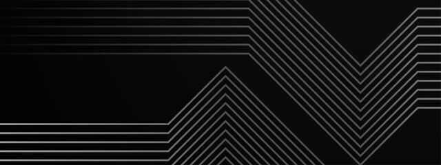 Black and white vector abstract 3D futuristic modern neon banner with shape line