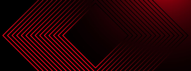 Red and black vector abstract 3D futuristic modern neon banner with shape line