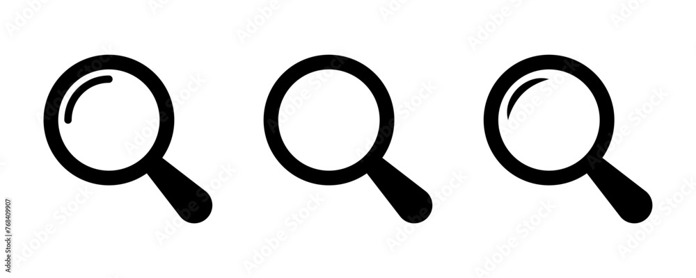 Aufkleber search icon button - magnifying glass loupe sign symbol, magnifier icon. web vector icon