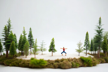 Doing yoga in a tiny forest, from my miniature perspective