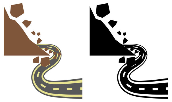 road landslide brown mountain disaster clip art preview