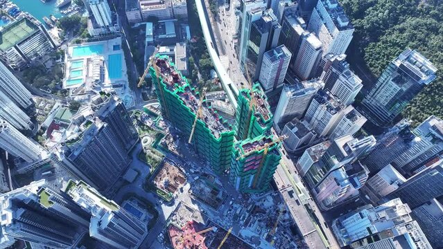 Land site formation and infrastructure construction work for Premium housing development in Wong Chuk Hang,Pok Fu Lam, Wah Fu , Aerial Drone fly skyview in Ap Lei Chau, Aberdeen , Shouson Hill
