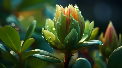 Fototapeta premium Close-up of delicate flower buds with visible color