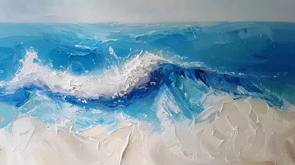 Ingelijste posters Wave of the Month: Blue Ocean Waves Generative AI © Bipul Kumar