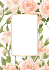 Pink and white modern background watercolor invitation with floral and flower