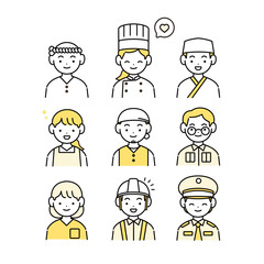 困る様々な職業の人のイラスト