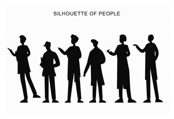 silhouette of people or doctor teaching in different pose vector