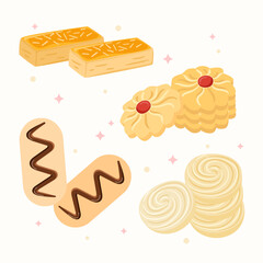 Indonesian cookies vector set illustration