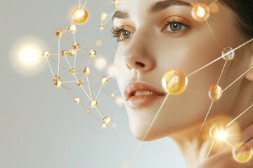 Beautiful Woman with Gold Hydrating Serum on her Face