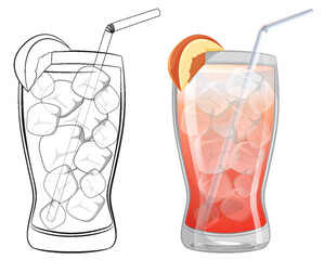 Vector illustration of a cold citrus beverage