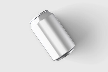 blank empty resting glossy aluminum metal soda drink beverage can regular size 330 ml 11.2 oz product mockup design template in top view isolated 3d render illustration