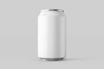 premium blank standing matte aluminum metal soda energy drink can canister regular size 330 ml 11.2 oz beverage product mockup design template in front view isolated 3d render illustration