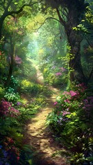 Obraz premium April Showers Bring May Flowers: A Vibrant Forest Scene Generative AI