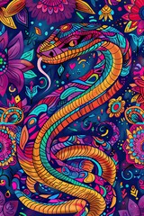 illustration of a cute snake mandala