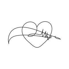 Love single line art.Continuous line art drawing vector illustration