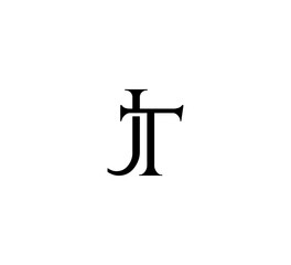 Initial Letter Logo. Logotype design. Simple Luxury Black Flat Vector JT