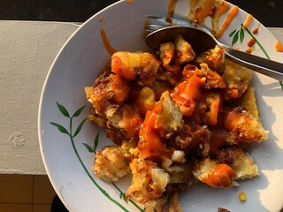 Bakwan with sweet and spicy sauce