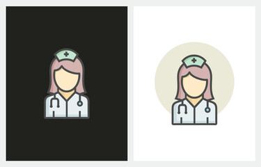 Doctor Woman with Stethoscope icon vector. for medicine clinic health care