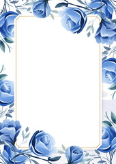 Blue and white elegant watercolor background with flora and flower