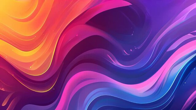 Abstract colorful background with wavy lines and stars. Vector illustration.