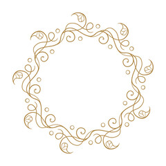 Vector round floral frame with ivy leaves decoration. Vintage style ivy stems wreath.