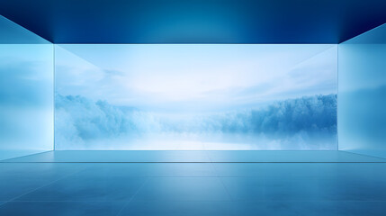 Digital gradient blue white glass geometric horizontal version poster web page PPT background with generative
