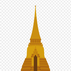 Vector illustration of Thailand famous temple on transparent background