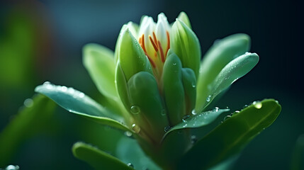 The delicate flower buds and dewdrops on the petals herald the prelude to blooming.