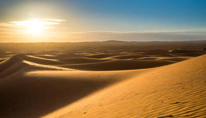 Desert at dusk. Sunset over a vast desert area. - obrazy, fototapety, plakaty
