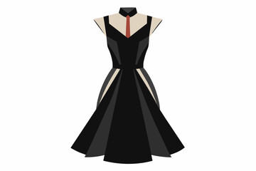modern-women-s-dresses-design-black-vector-with-white background.
