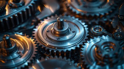 Close up of gears in an industrial machine