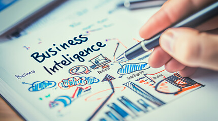 Handwriting with the text Business Intelligence. Conceptual photo Best Practice of Information to Optimize Performance High detailed,high resolution,realistic and high quality photo professional photo - obrazy, fototapety, plakaty