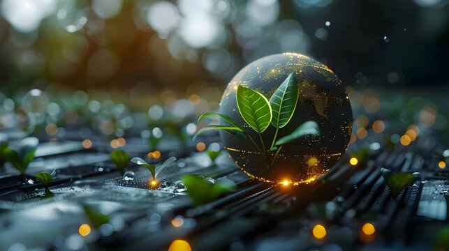 Innovative environmental technology dashboard showcasing real-time carbon emissions data in a visually striking and user-friendly way