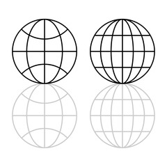 Globe outline. Globe earth,. Vector outline illustration. Geometry grid spheres. Abstract futurism wireframe. Earth planet symbol.