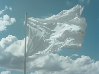 A white flag is blowing in the wind