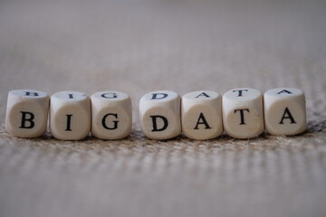 Big Data word concept on wooden cubes blocks. 