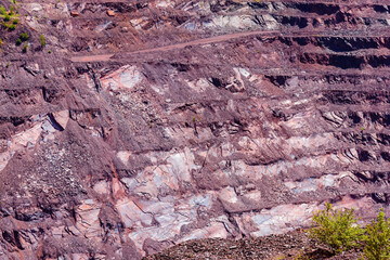 View on iron ore quarry. Background of the pit slopes