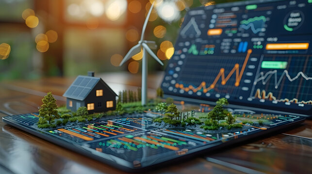 Mobile App Interface for Sustainable Green Finance and Investment Options with Renewable Energy Data Visualization - Powered by Adobe