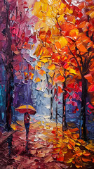 Alone in Street Scene Colorful Oil Painting old style Drawing Technique Art HD Print Neo Art V 7 p 28