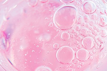 Pink Beauty Serum Gel Texture with Bubbles