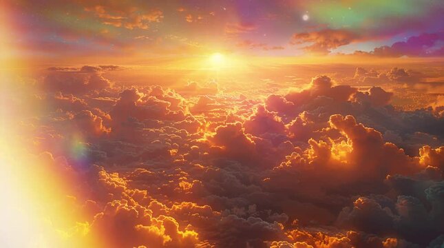 空からの贈り物美しいサンセットを飛行機から眺めて