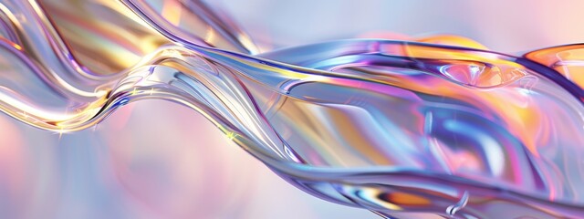 Gradient soft abstract waves with transparent glass style, , 3d render